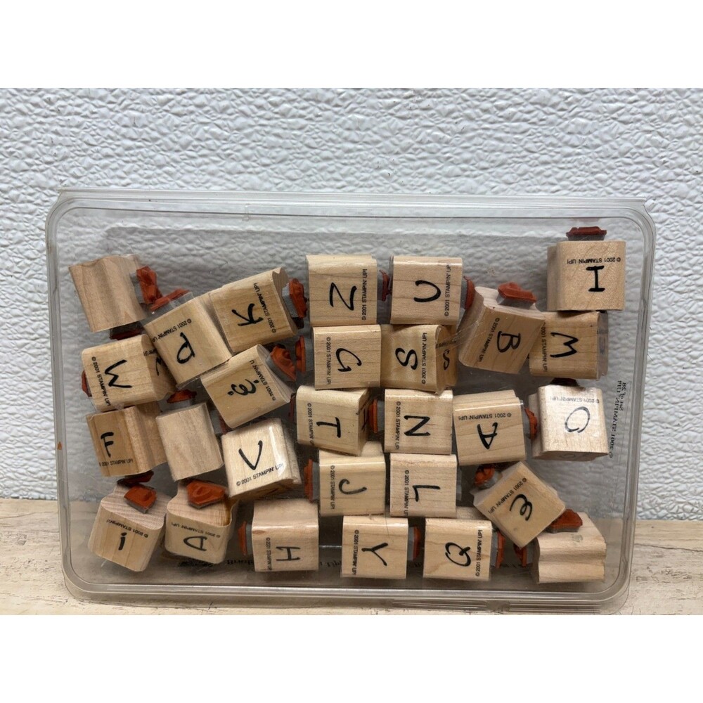 2008 Stampin Up Set Of 28 Rubber Stamps Brushstroke Alphabet Upper